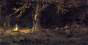  valley Painting - Campfire Yosemite Valley Albert Bierstadt